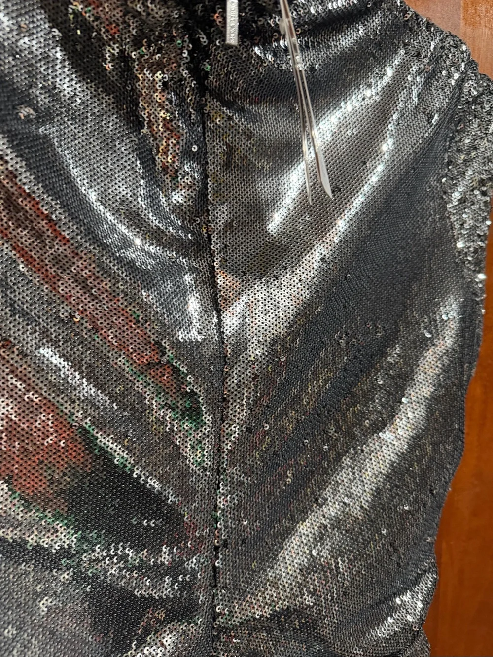 Silver Sequin Sleeveless Cocktail Dress